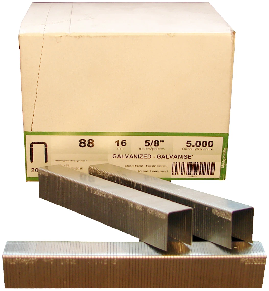 88/16 OMER® 16mm Galvanised 20Ga. Industrial Staples 5,000pcs/Box