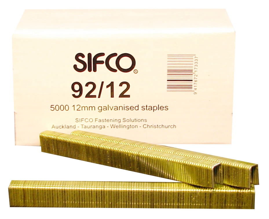 92/12 SIFCO® 12mm Galvanised 18Ga. Industrial Staples for use in Air Staplers 5,000pcs/Box