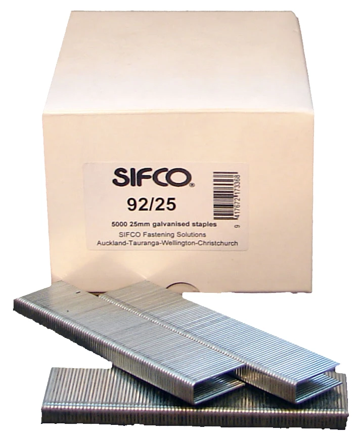 92/25 SIFCO® 25mm Galvanised 18Ga. Industrial Staples for use in Air Staplers 5,000pcs/Box