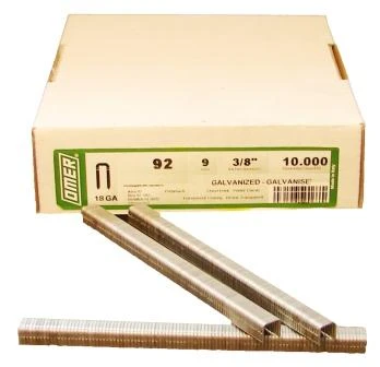 92/9 OMER® 9mm Galvanised 18Ga. Industrial Staples for use in Air Staplers 10,000pcs/Box