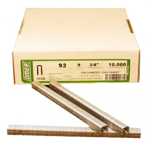 92/9 OMER® 9mm Galvanised 18Ga. Industrial Staples for use in Air Staplers 10,000pcs/Box