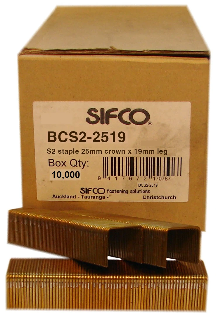 BCS2-2519 SIFCO® 19mm 16 Ga. Galvanised Staples 10,000pcs/box