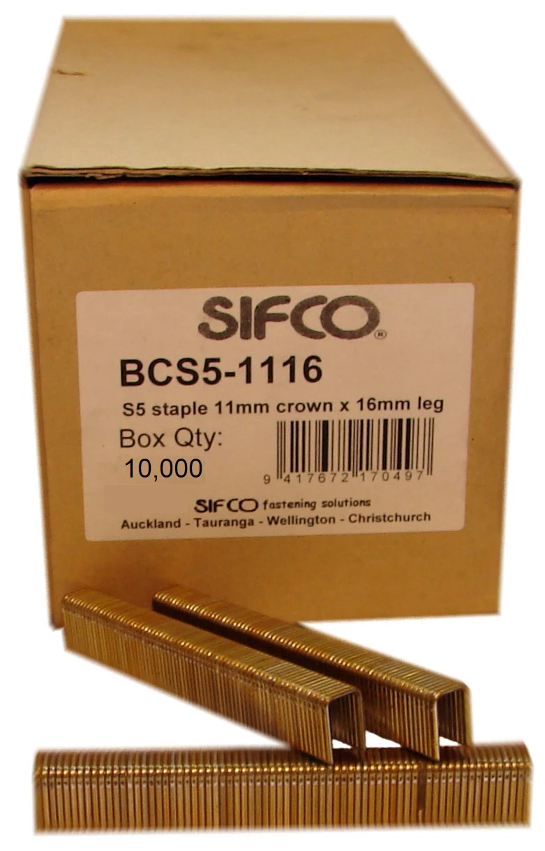BCS5-1116 SIFCO® 16mm 16Ga. Galvanised Staples 10,000pcs/Box
