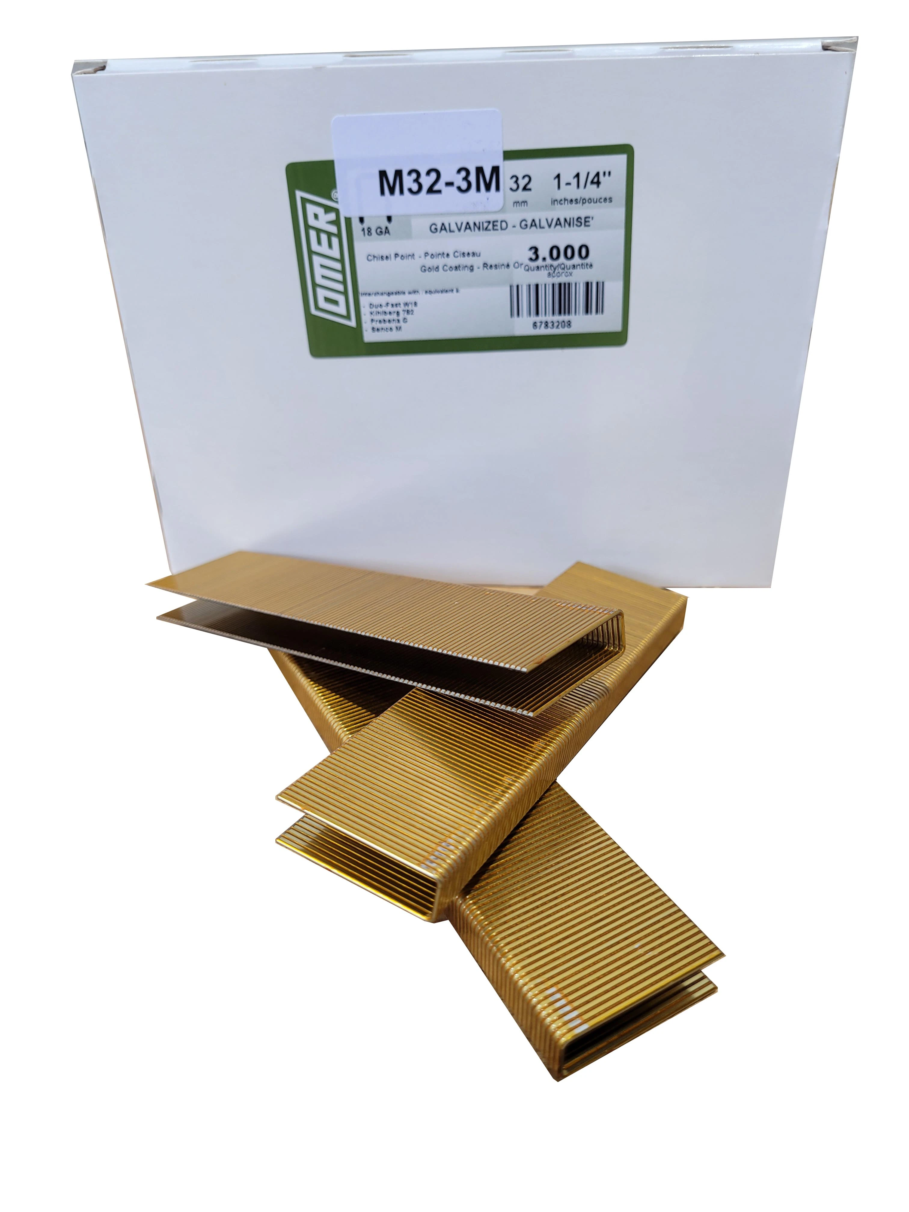 M32 OMER® 32mm M15BAB Galvanised Industrial Staples 3,000pcs/Box