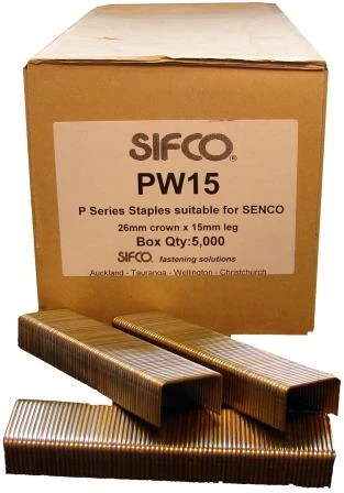 PW15 SIFCO® 15mm 26mm Crown 16 Gauge Galvanised Staples 5,000pcs/box