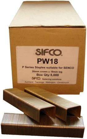 PW18 SIFCO® 18mm 26mm Crown 16 Gauge Galvanised Staples 5,000pcs/box