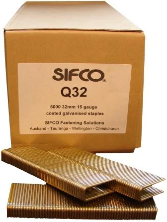 Q32 SIFCO® 32mm 15 Gauge Galvanised Staples 5,000pcs/box
