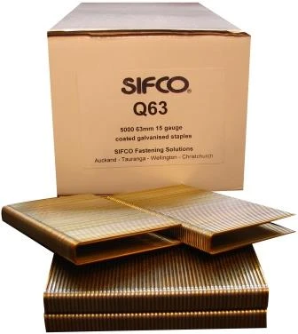 Q63 SIFCO® 63mm 15 Gauge Galvanised Staples 5,000pcs/box