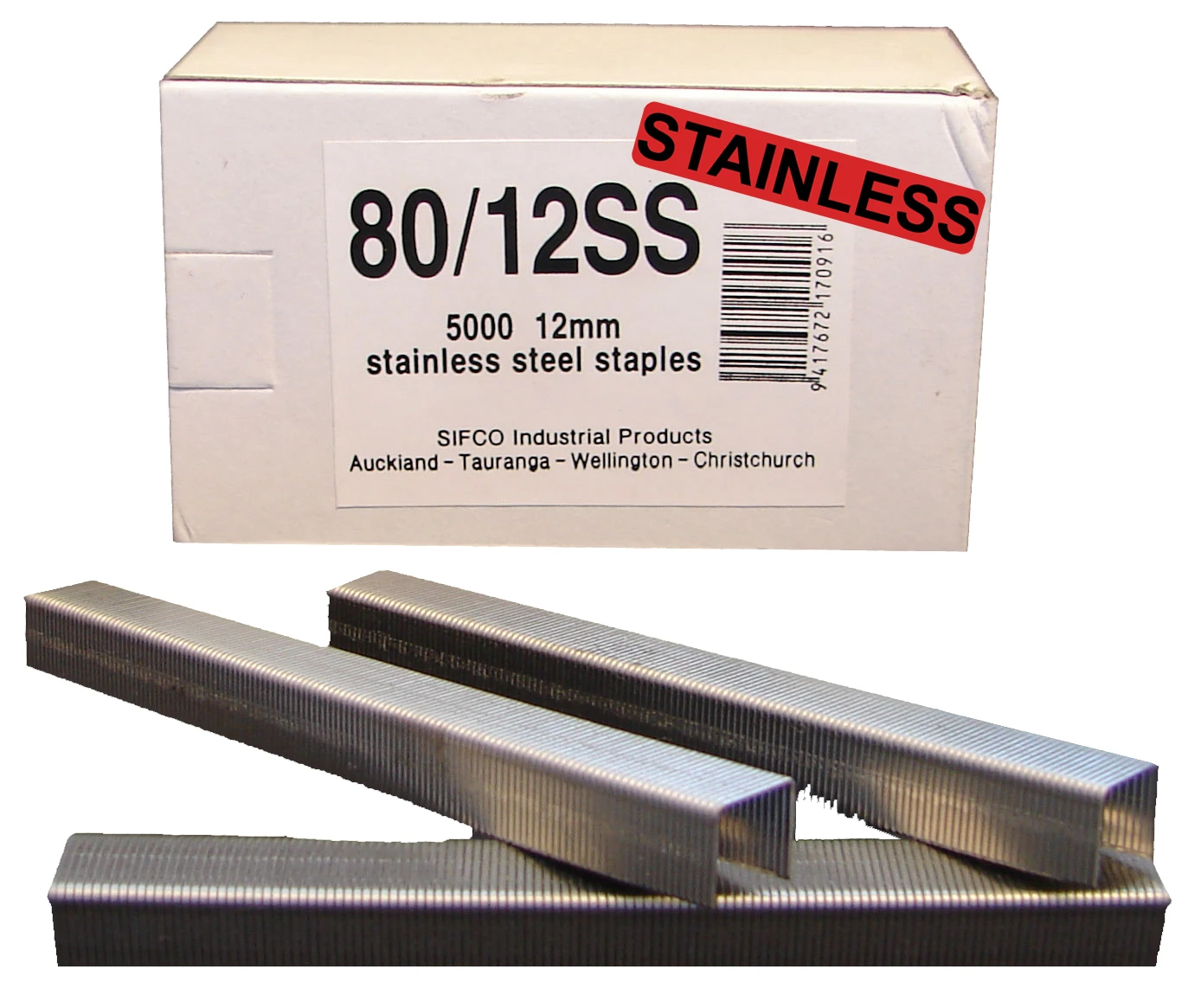 80/12SS SIFCO® 12mm Stainless steel 304 21Ga. Upholstery Staples 5,000pcs/Box