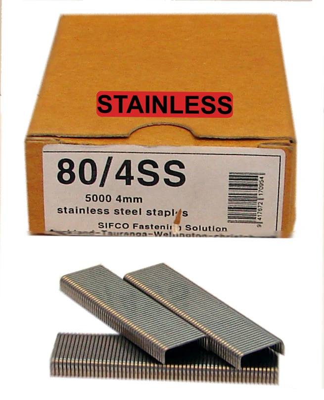 80/4SS SIFCO® 4mm Stainless 304 21Ga. Upholstery Staples 5,000pcs/Box