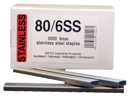 80/6SS SIFCO® 6mm Stainless 304 21Ga. Upholstery Staples 5,000pcs/Box