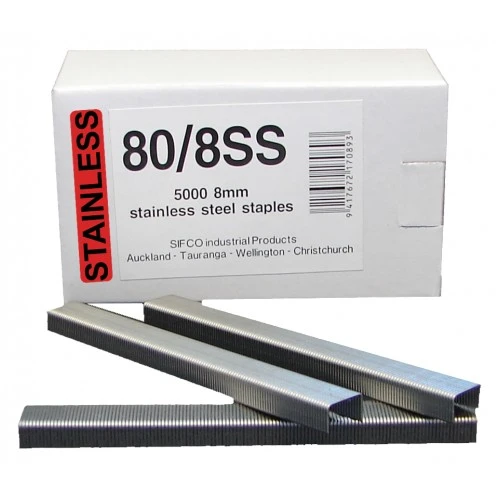 80/8SS SIFCO® 8mm Stainless 304 21Ga. Upholstery Staples 5,000pcs/Box