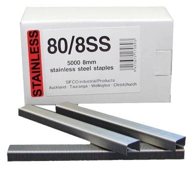 80/8SS SIFCO® 8mm Stainless 304 21Ga. Upholstery Staples 5,000pcs/Box