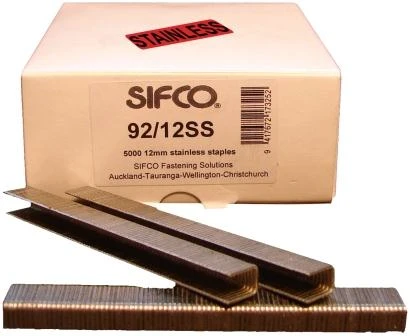 92/12SS-5M SIFCO® 12mm Stainless Steel 18Ga. Industrial Staples for use in Air Staplers 5,000pcs/Box