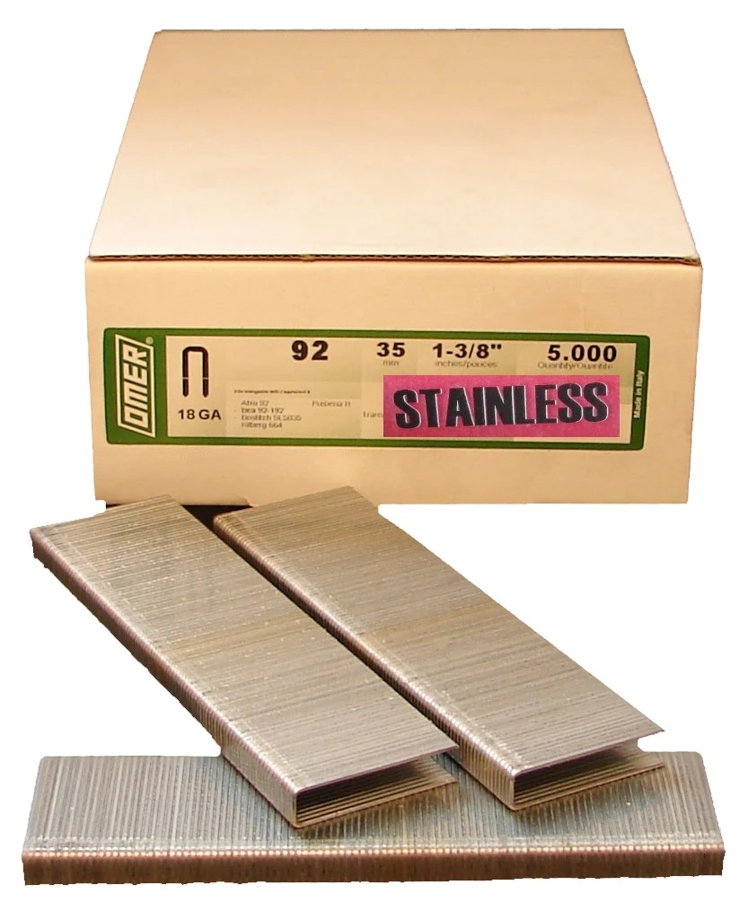 92/35SS-5M OMER® 35mm Stainless 18Ga. Industrial Staples for use in Air Staplers 5,000pcs/Box