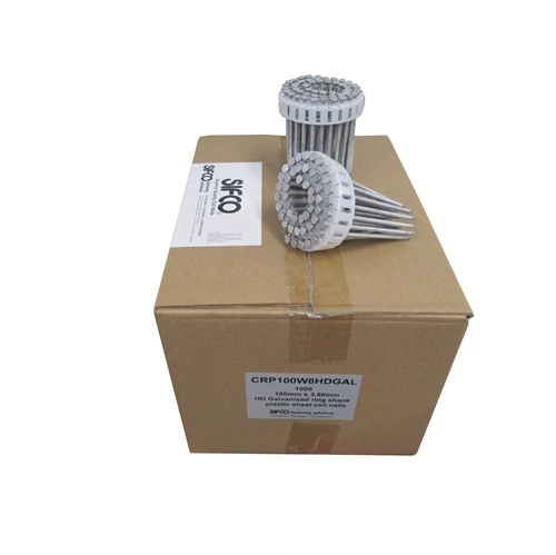 CRP100W8HDGAL SIFCO® 100mm x 3.80mm Galvanised Ring Shank Coil Nail for use in MAX HN100-ST Coil Nailer